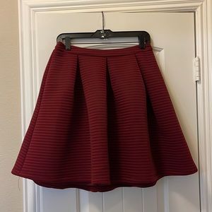 Burgundy fit and flair skirt